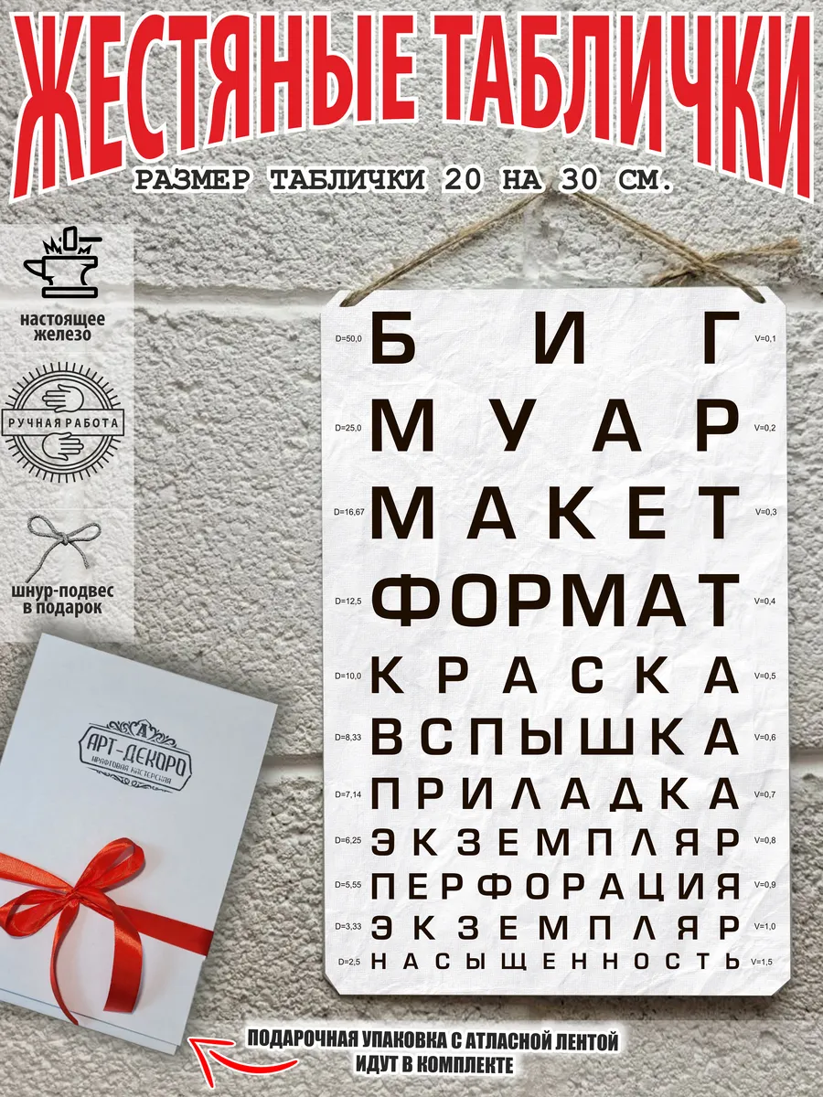 готовый подарок таблица сивцева для печатников постер